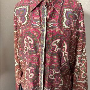 Robert Graham Pink and Green Paisley Button Down Shirt